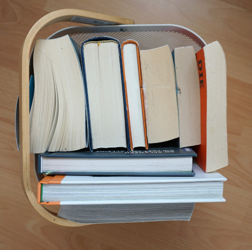Kleiner Korb voll mit Büchern